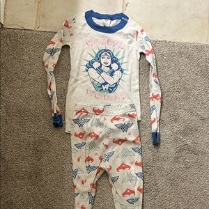 Hanna Andersson Wonder Woman Pajama Set - White and Blue